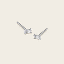Womens | 14K Solid White Gold | Mini Baguette Studs | 0.10 CTW Diamonds