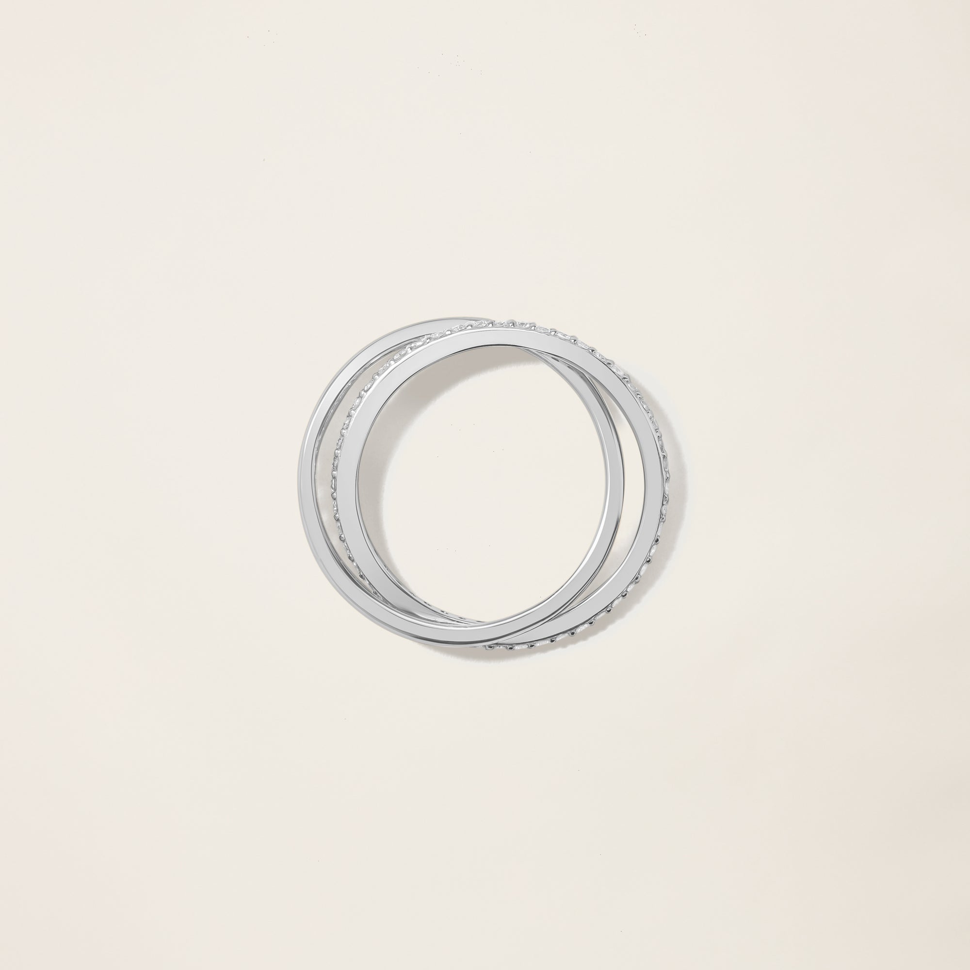 Womens | 14K Solid White Gold | Interlocking Ring | 0.338 CTW Diamonds