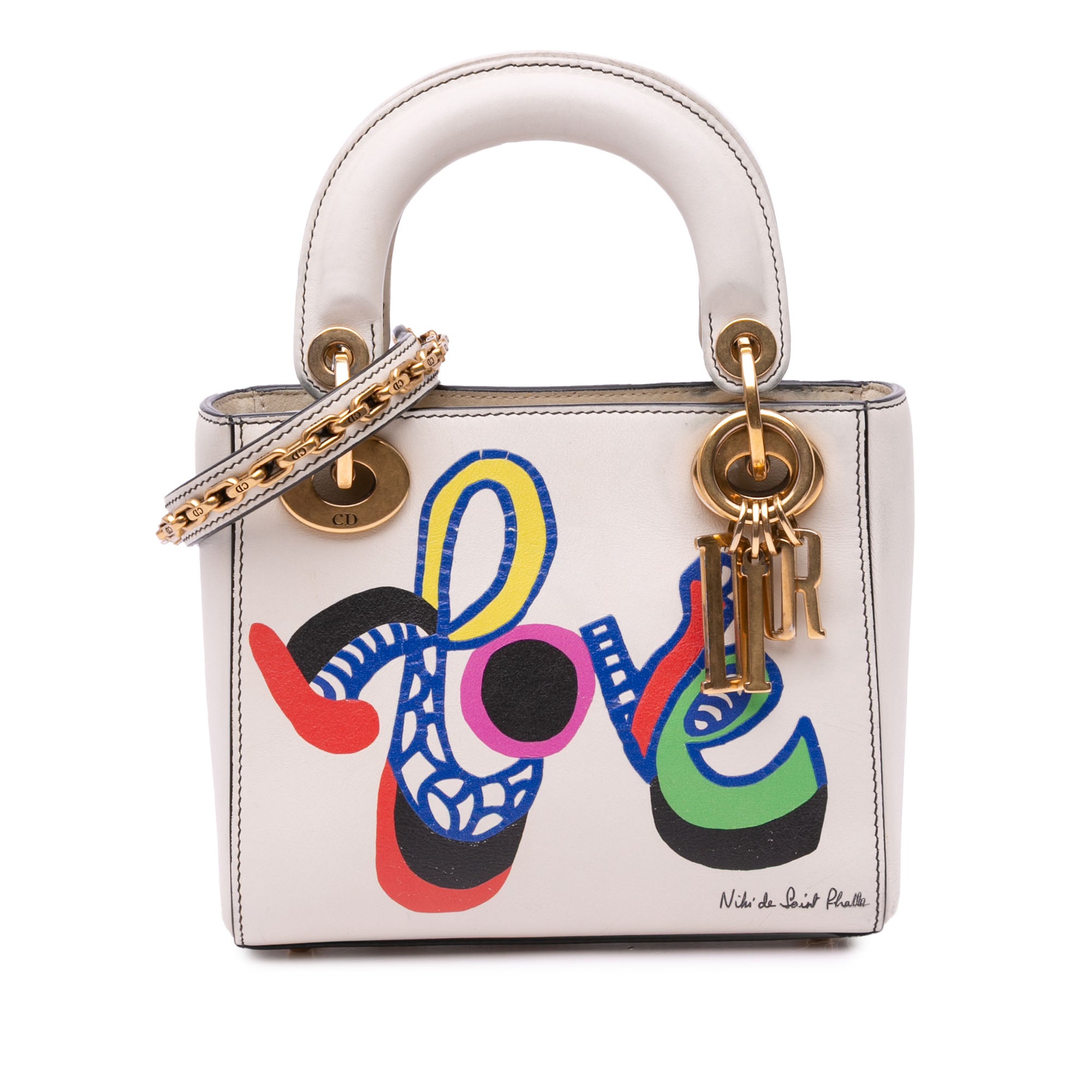 Dior | Pre-Owned Niki De Saint Phalle Mini Calfskin Love Lady | White/Off White