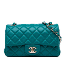 Chanel | Pre-Owned Mini Rectangular Classic Lambskin Single Flap | Blue/Turquoise