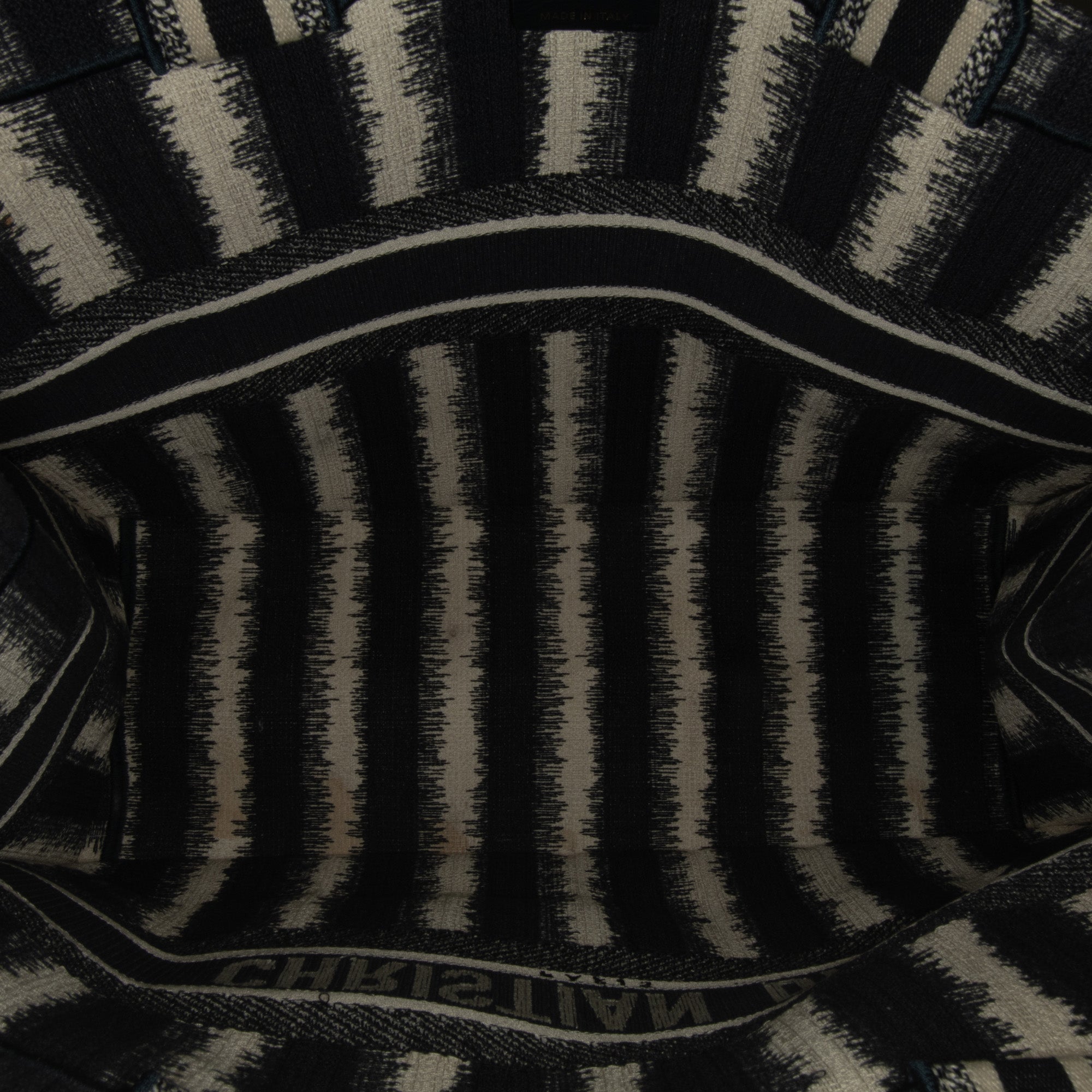 Dior | Pre-Owned Large Striped Book Tote | Blue/Dark Blue