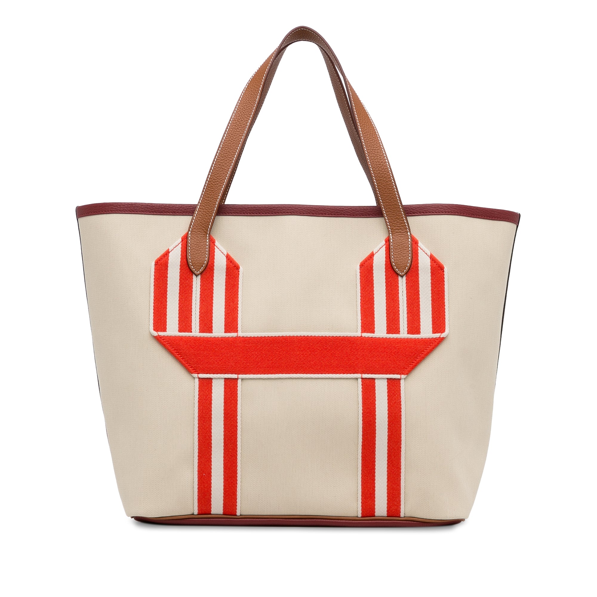 Hermes | Pre-Owned Canvas Pursangle Tote | Brown/Beige
