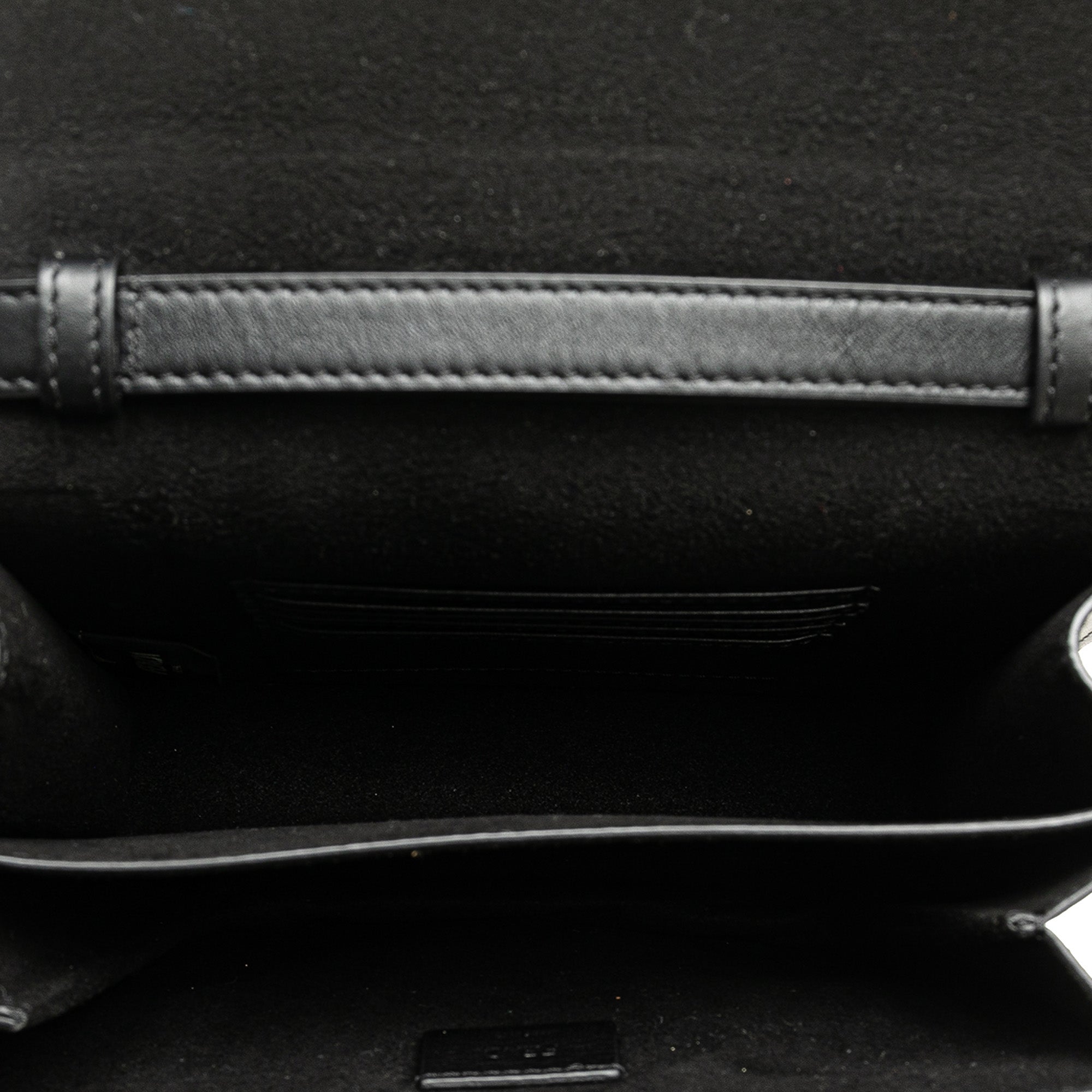 Fendi | Pre-Owned Leather Crystal Fab Crossbody | Black