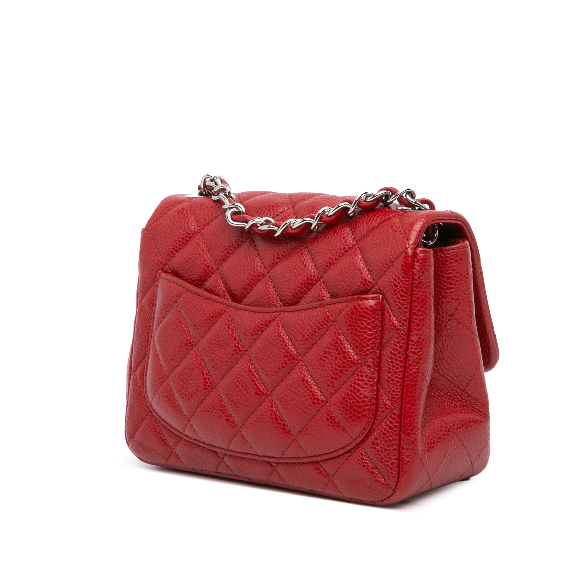 Chanel | Pre-Owned Mini Square Classic Caviar Single Flap | Red