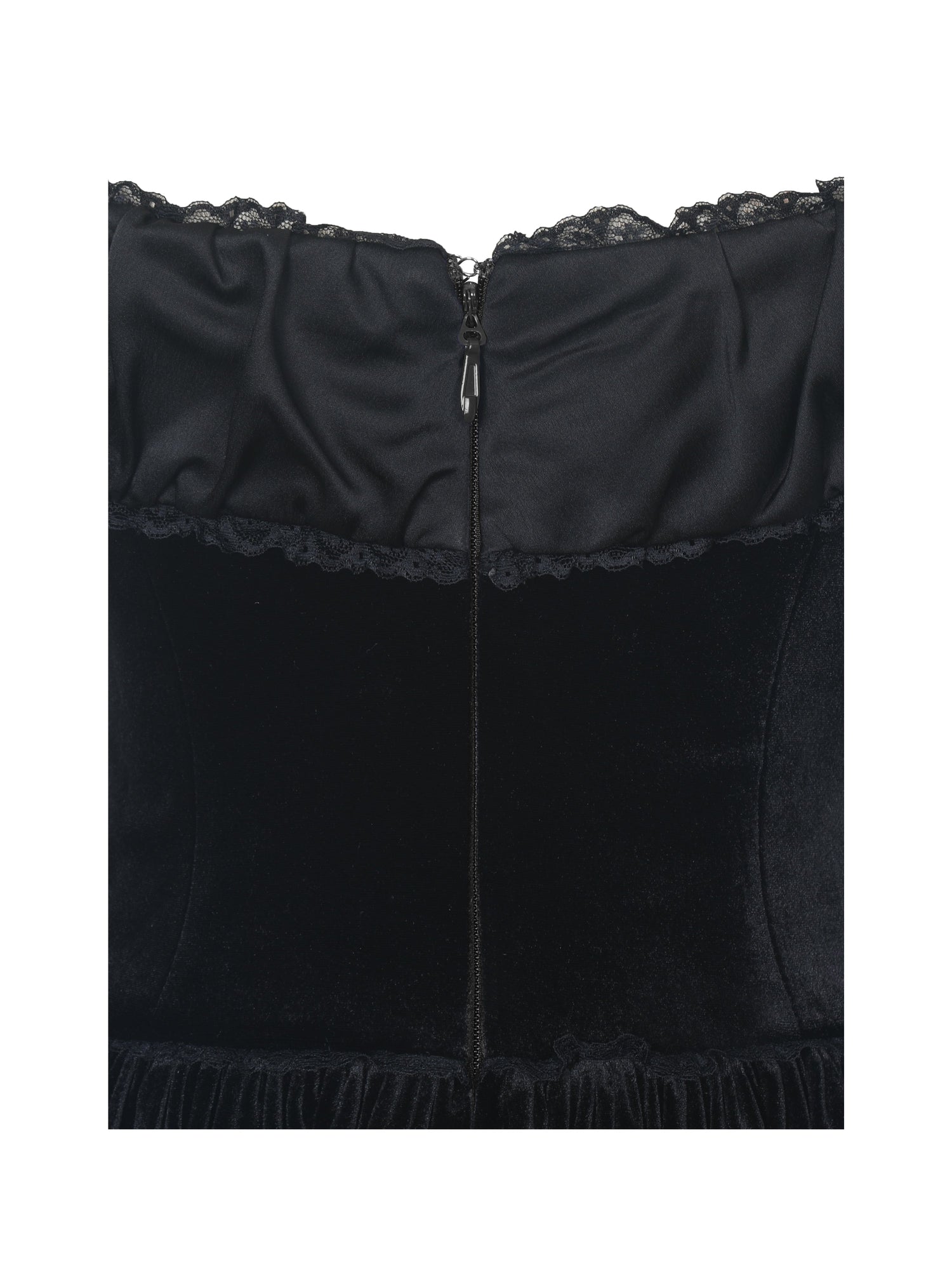 Daisha Lace Trimmed Off-Shoulder Ruched Mini Dress | Black
