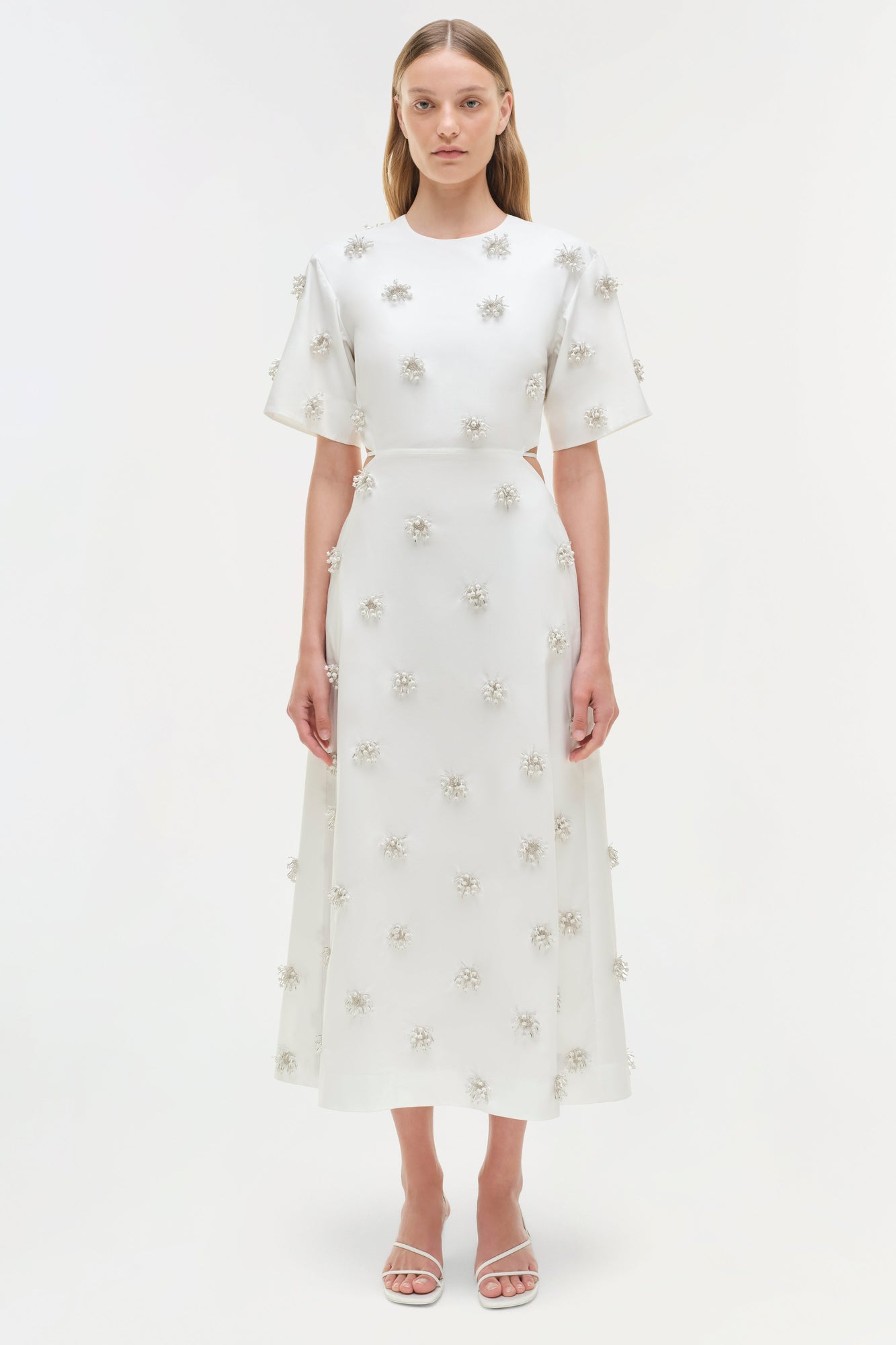 Womens | Starla Embellished Midi Dress | White