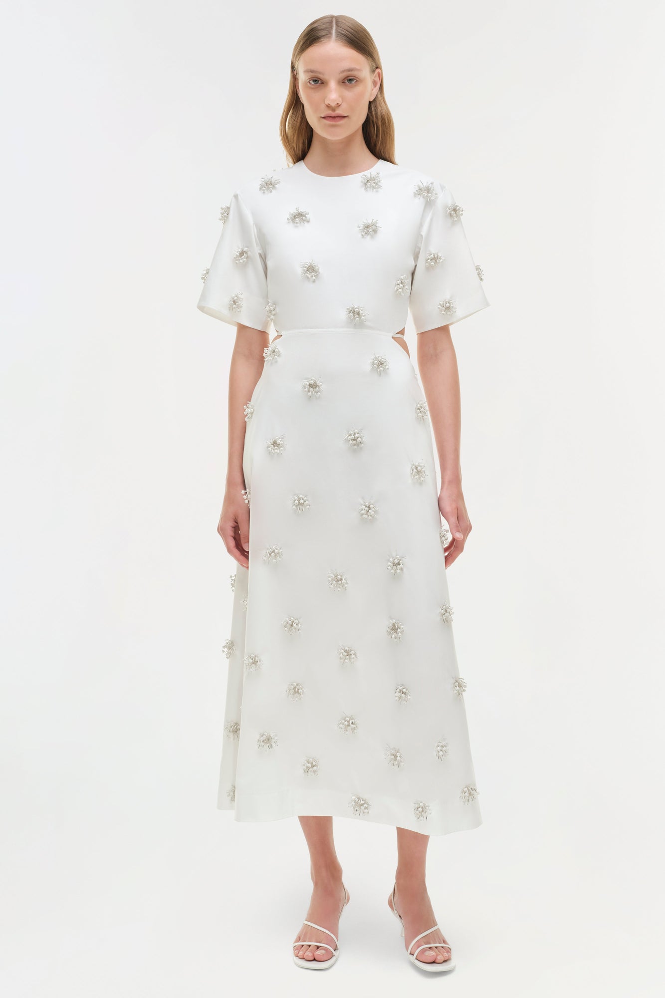 Womens | Starla Embellished Midi Dress | White