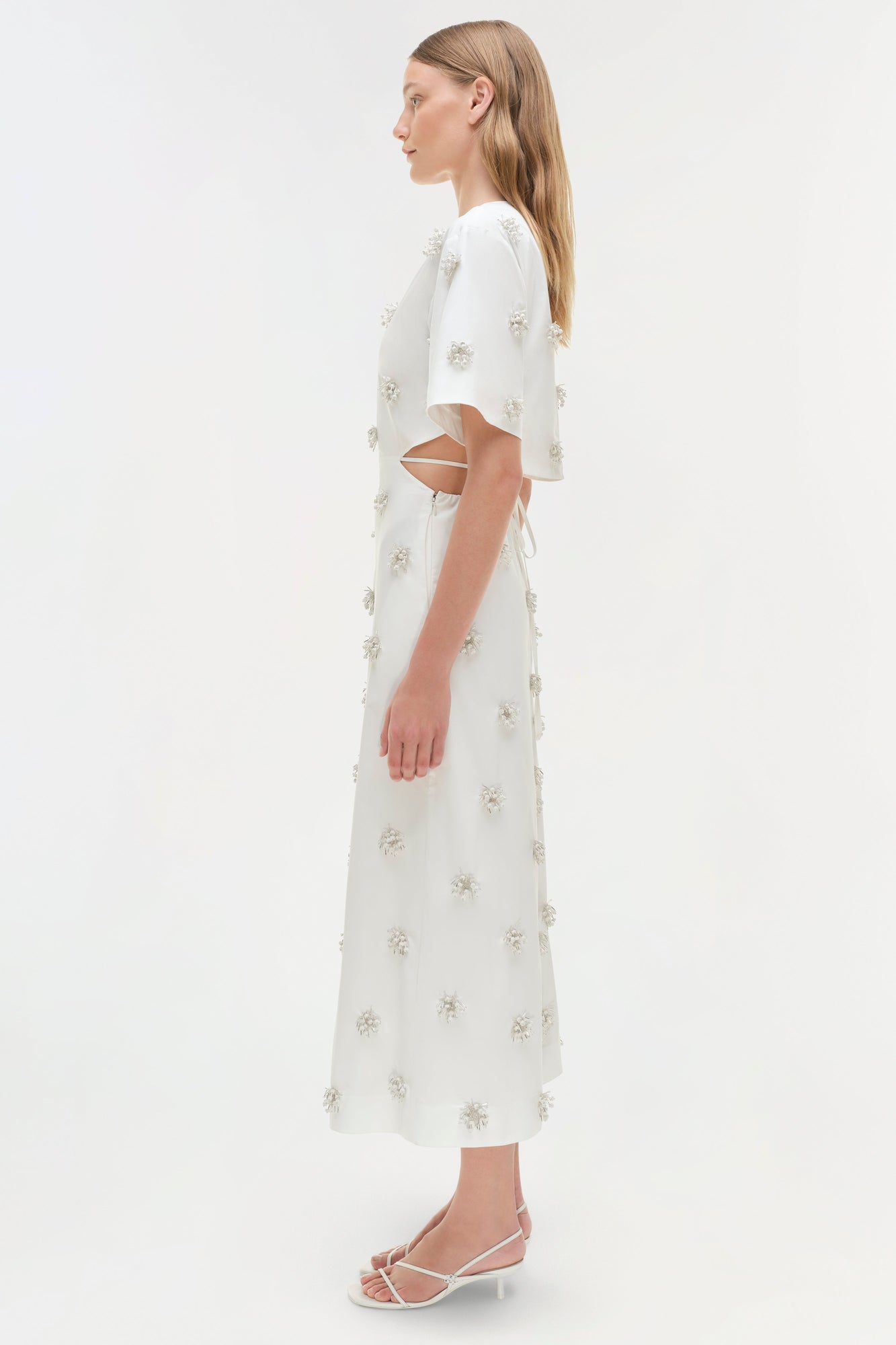 Womens | Starla Embellished Midi Dress | White