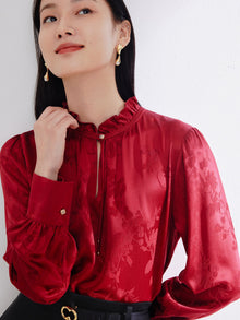 Silk Printed Shirt | Wine Red