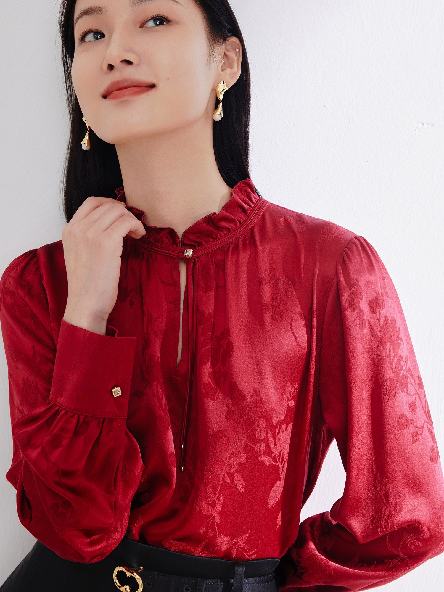 Silk Printed Shirt | Wine Red