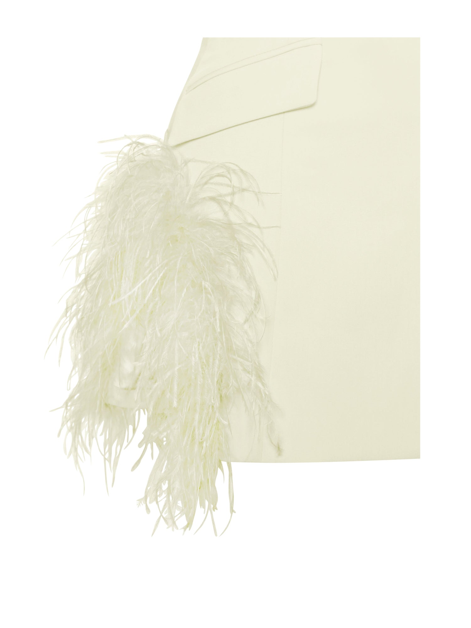 Madeline Feather Trim Blazer Dress | Pearl White
