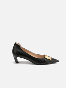 Chinese-Style Decorative Buckle High Heels | Black