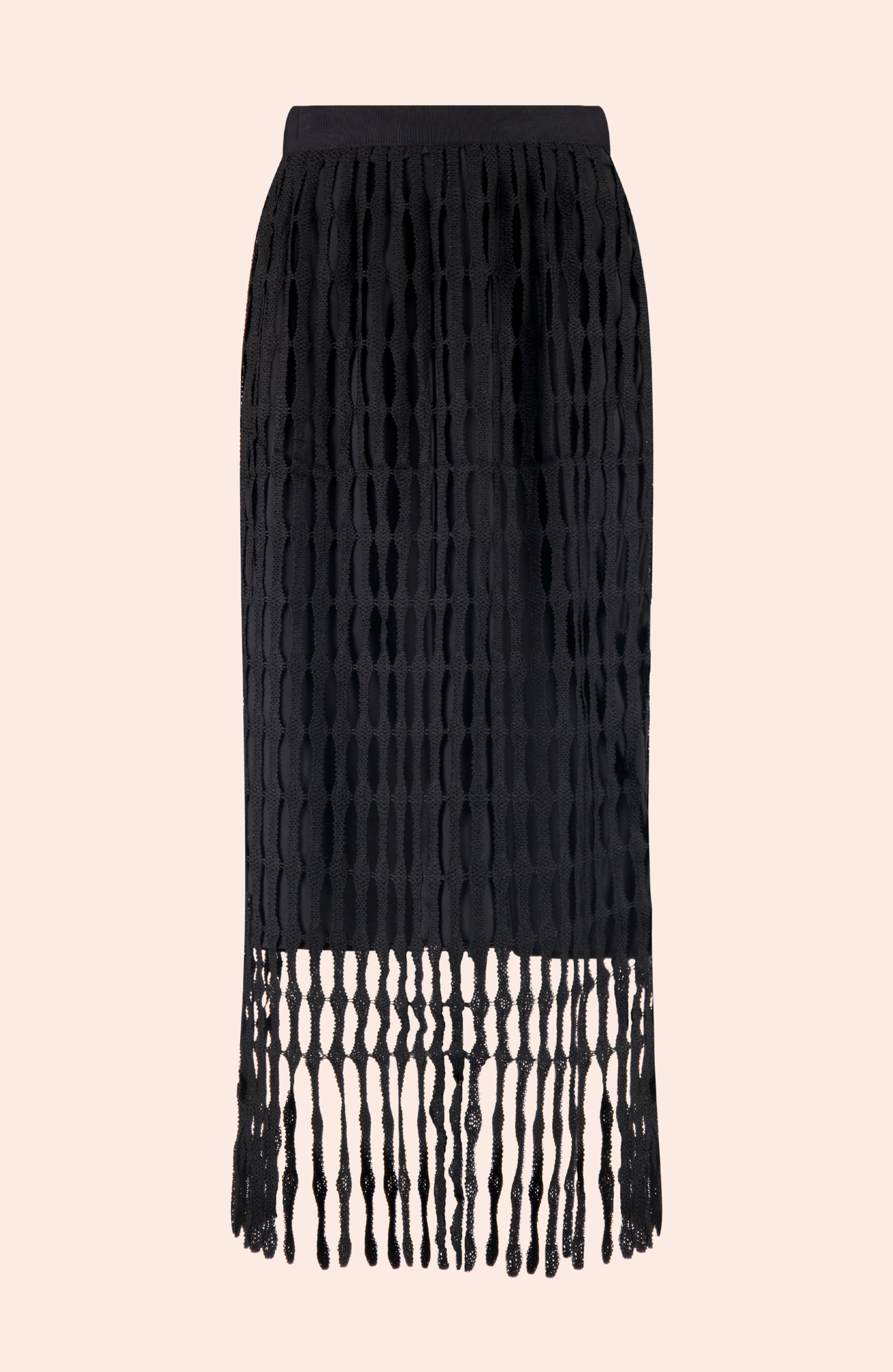 Fringe Lace Pencil Skirt | Black