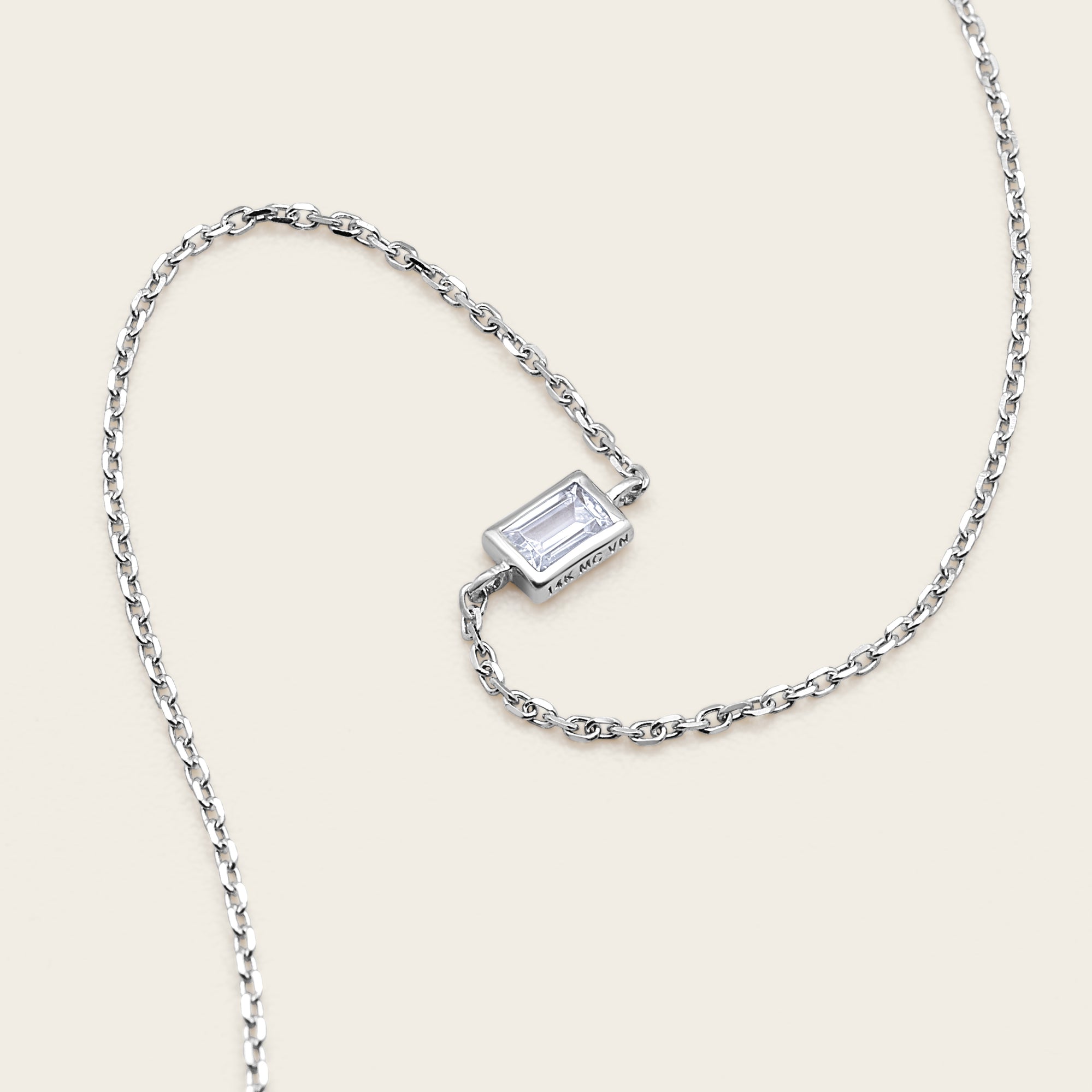 Womens | 14K Solid White Gold | Solitaire Baguette Bracelet | 0.12 CTW Diamonds