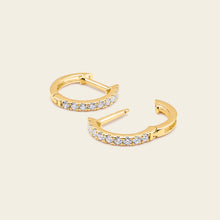 Womens | 14K Solid Yellow Gold | Half Pave Huggie Earrings | 0.20 CTW Diamonds