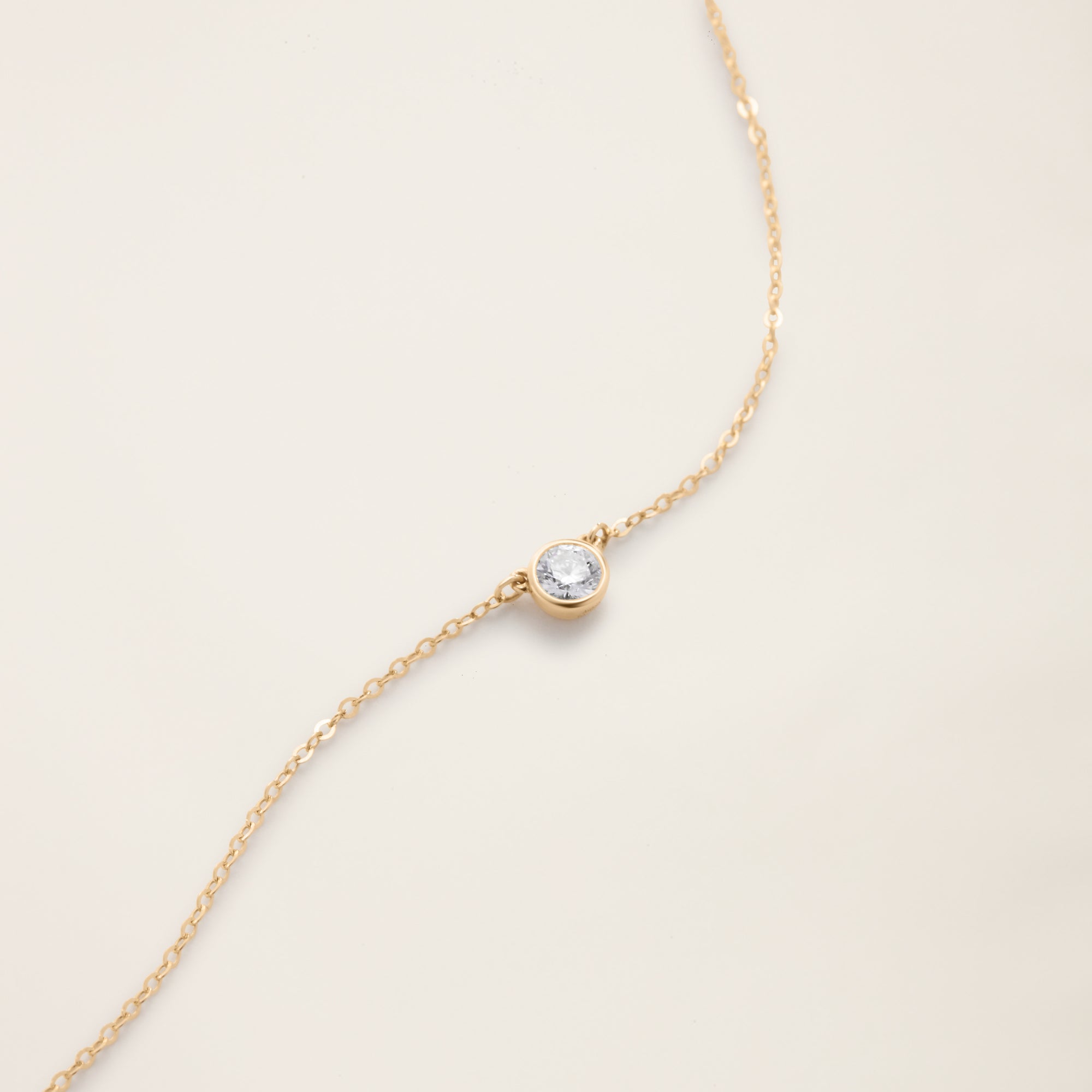 Womens | 14K Solid Yellow Gold | Solitaire Bezel Necklace | 0.15 CTW Diamonds