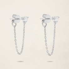 Womens | 14K Solid White Gold | Drop Chain Earrings | 0.20 CTW Diamonds
