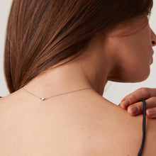 Womens | 14K Solid White Gold | Five-Stone Bezel Necklace | 0.325 CTW Diamonds