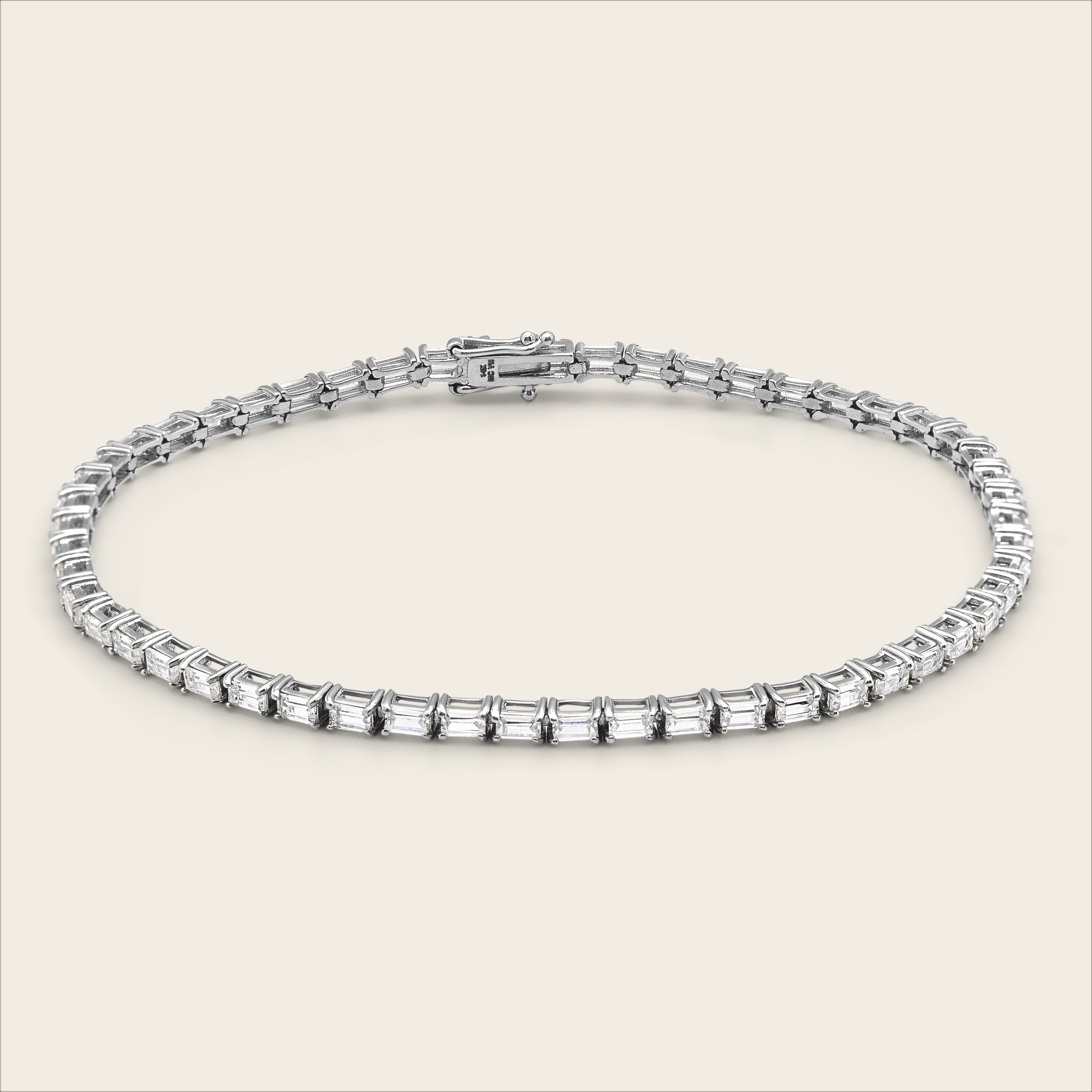 Womens | 14K Solid White Gold | Baguette Tennis Bracelet | 1.20 CTW Diamonds