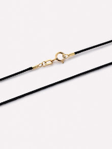 Solid Gold Black Cord Spring Ring Clasp Chain Necklaces For Women Ana Luisa Cord Charm Necklace