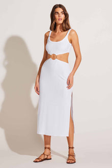 The Icon Cutout Dress | White Organic Rib