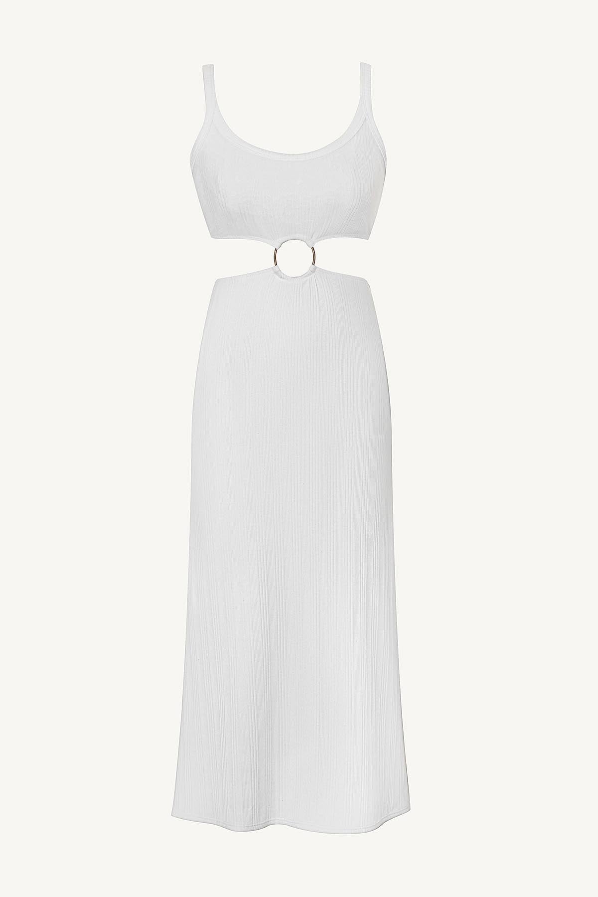 The Icon Cutout Dress | White Organic Rib