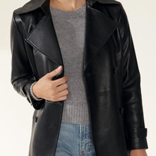 Womens | Margot Lambskin Leather Trench Coat | Black