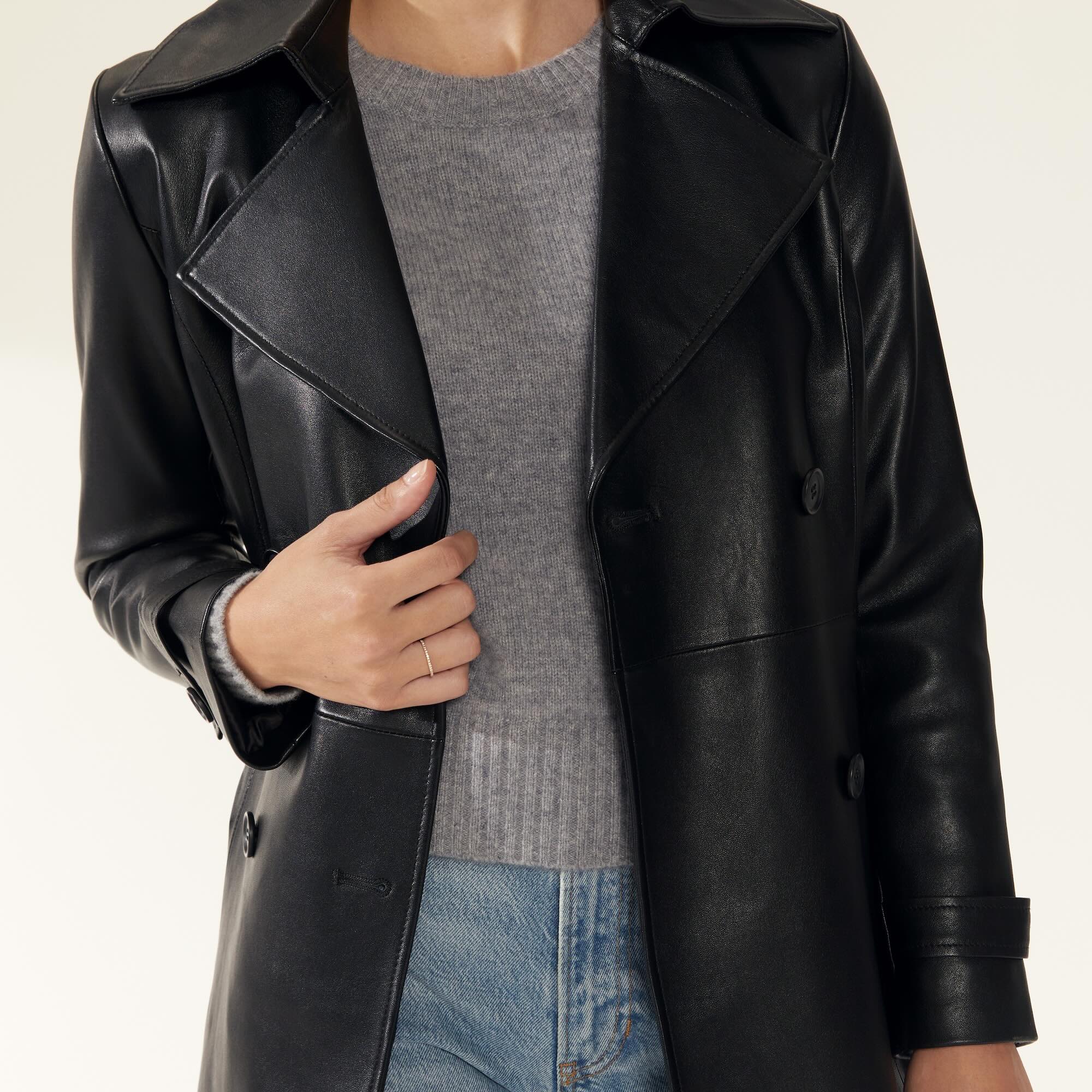 Womens | Margot Lambskin Leather Trench Coat | Black