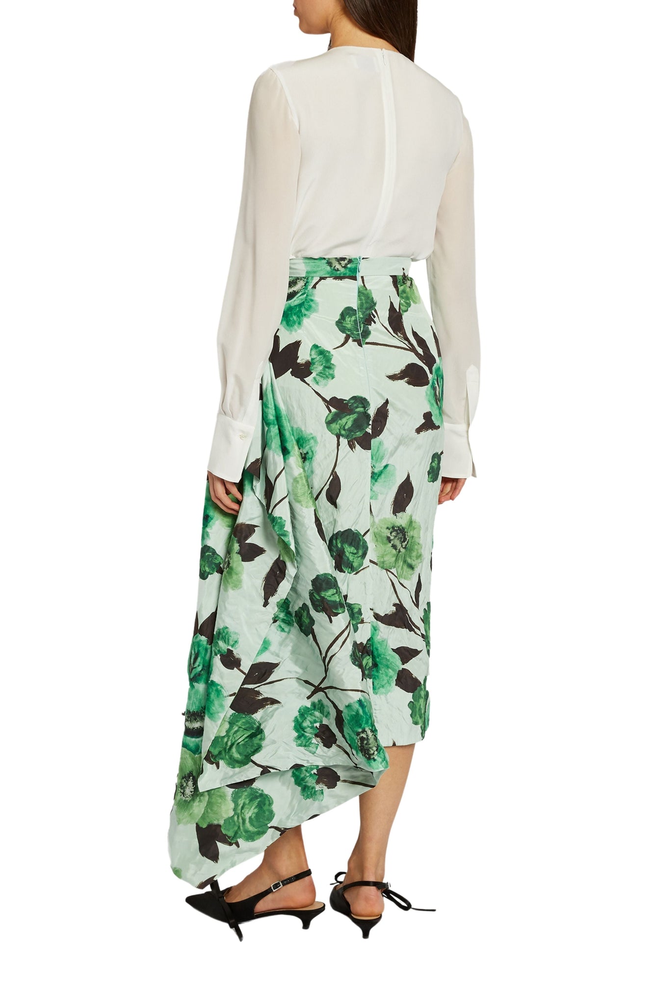 Floral Print Draped Pencil Skirt