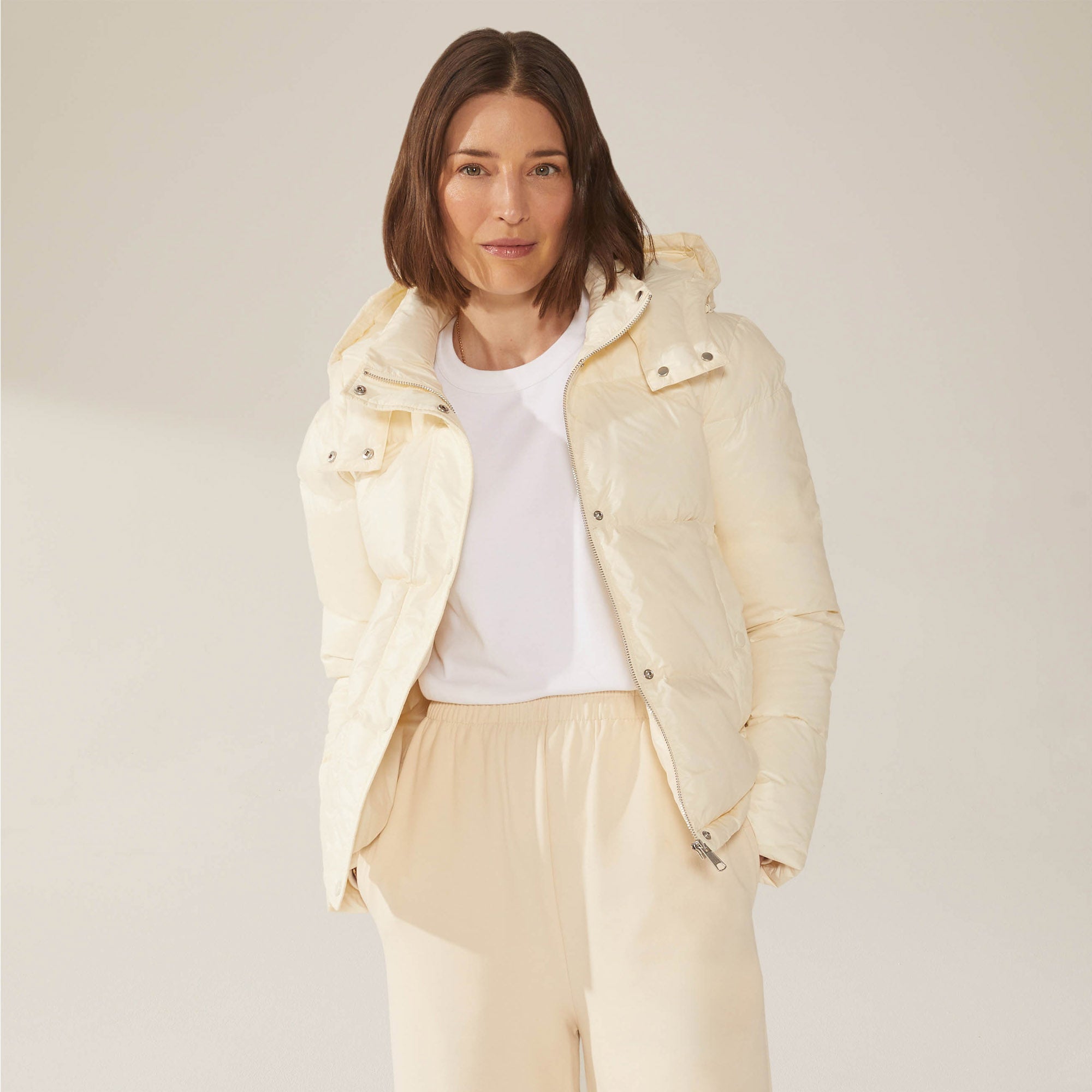 Womens | Adeline Hooded Down Puffer Jacket | Cream