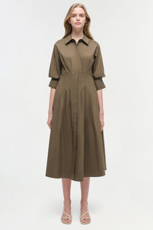 Womens | Jazz Cotton Midi Dress | Faded Olive