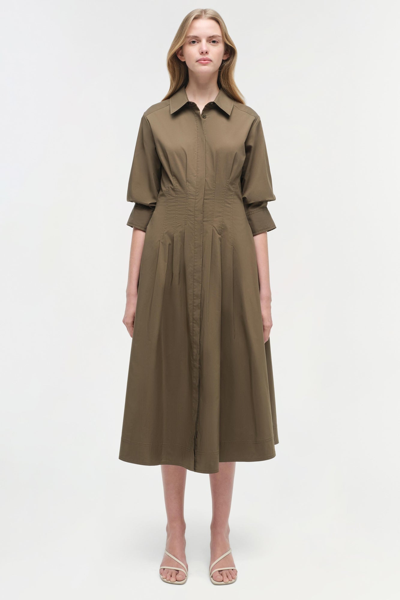 Womens | Jazz Cotton Midi Dress | Faded Olive