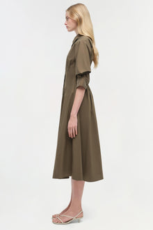 Womens | Jazz Cotton Midi Dress | Faded Olive