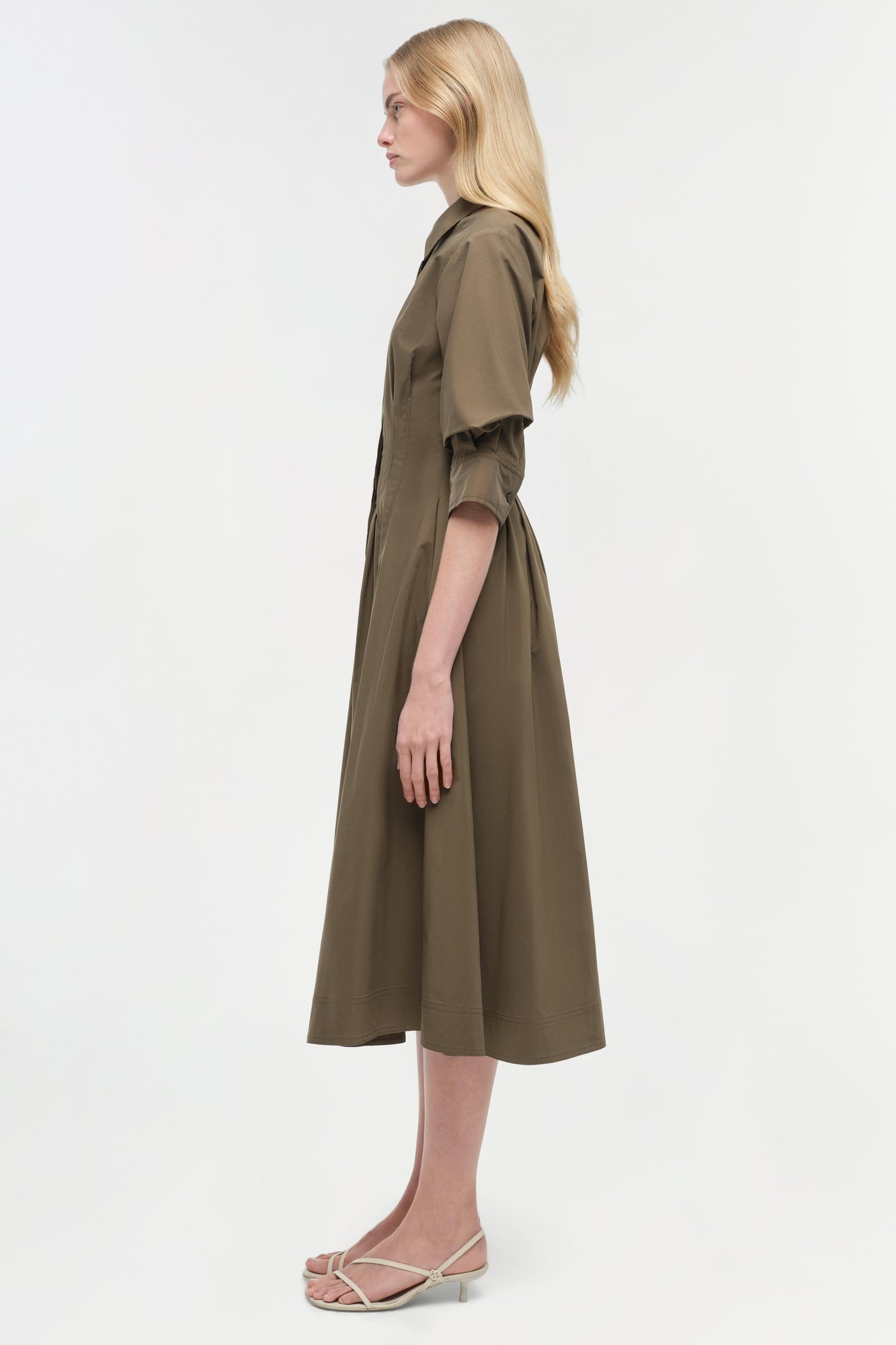 Womens | Jazz Cotton Midi Dress | Faded Olive