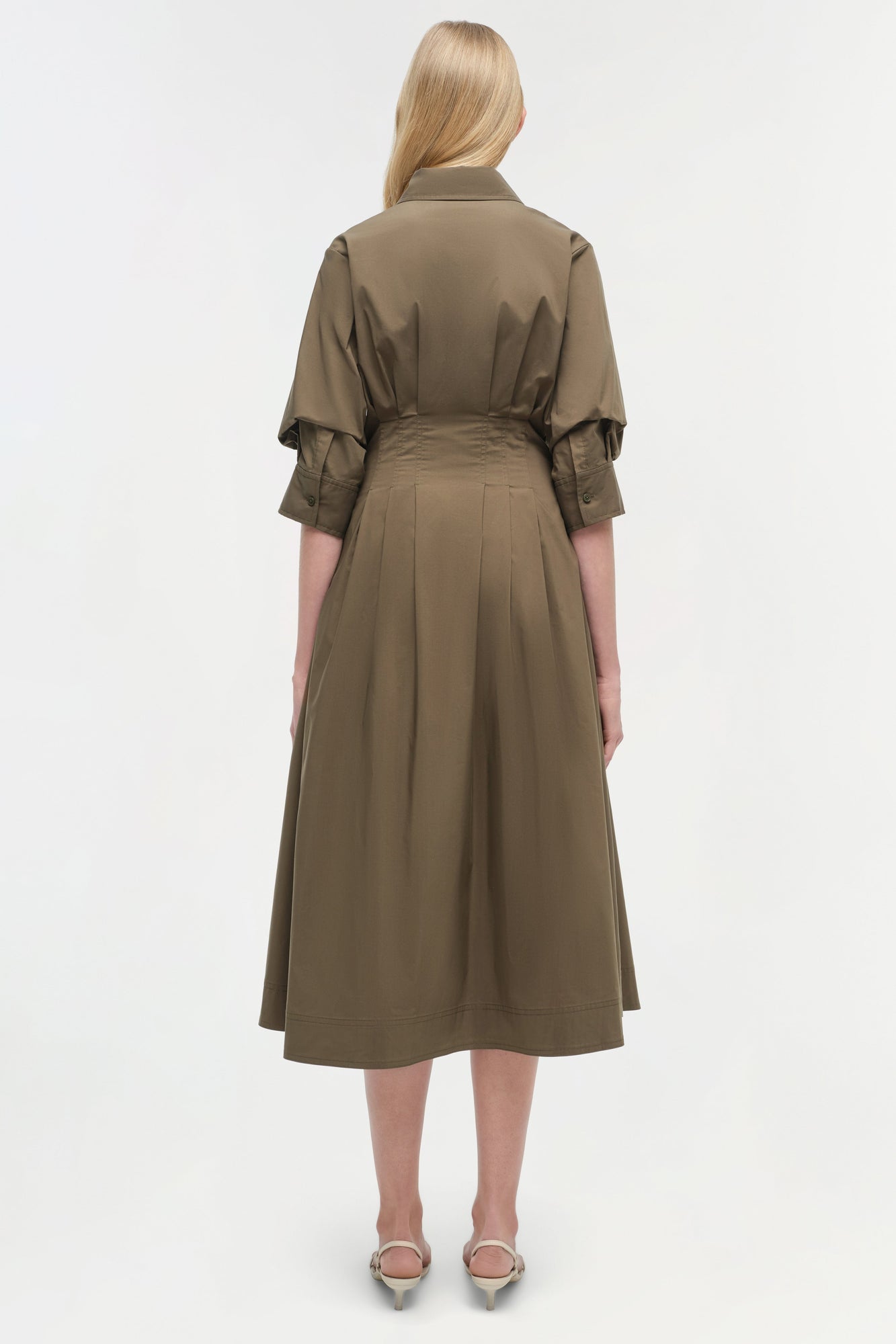 Womens | Jazz Cotton Midi Dress | Faded Olive