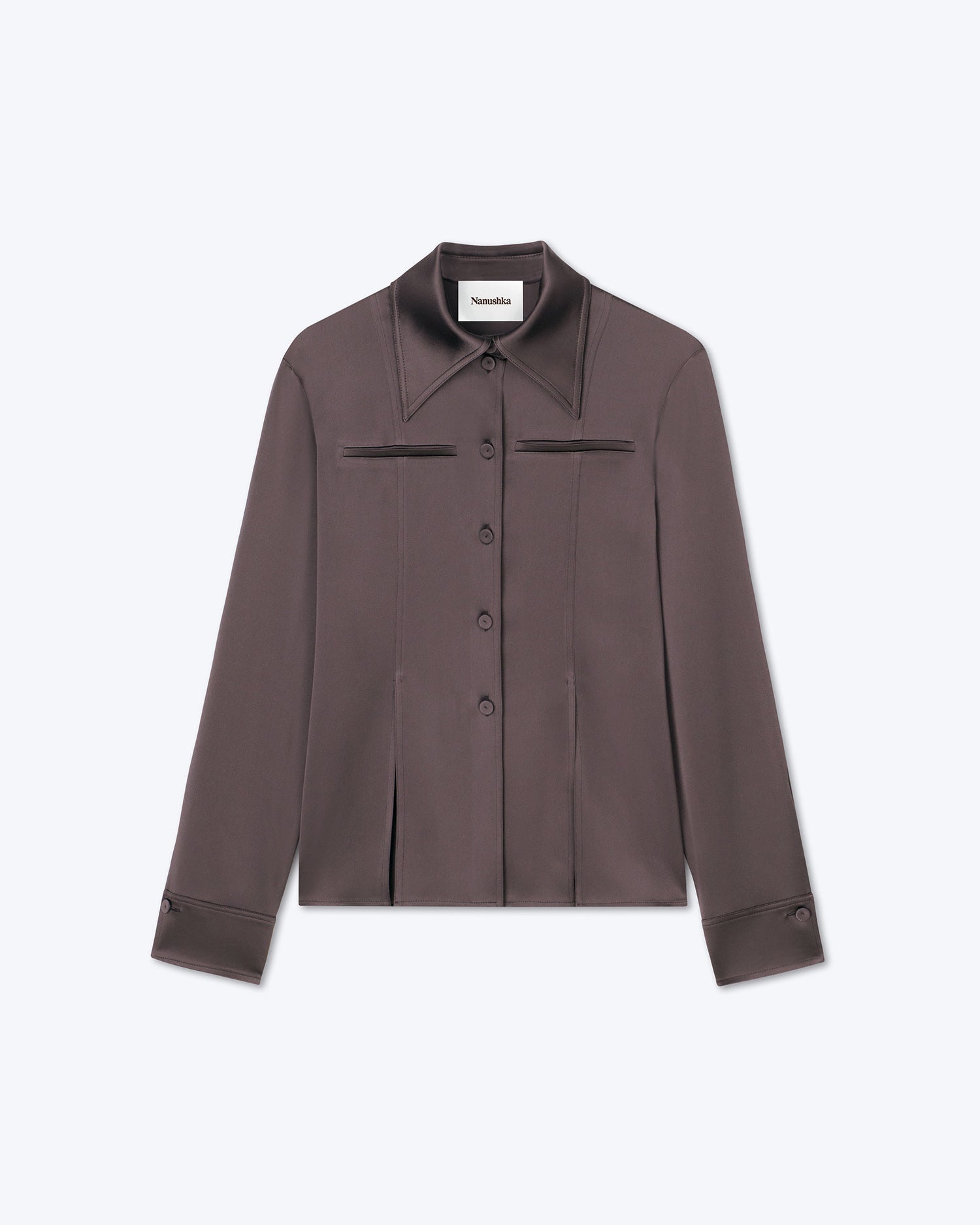 Elu Slip Satin Shirt | Coffee Bean