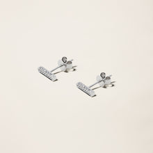 Womens | 14K Solid White Gold | Pave Bar Studs | 0.19 CTW Diamonds