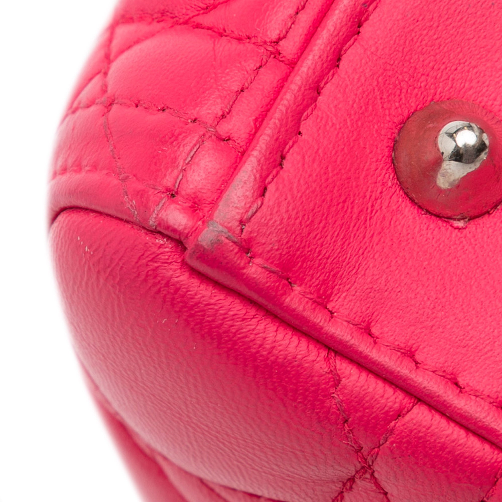 Dior | Pre-Owned Medium Lambskin Cannage Lady | Pink/Hot Pink