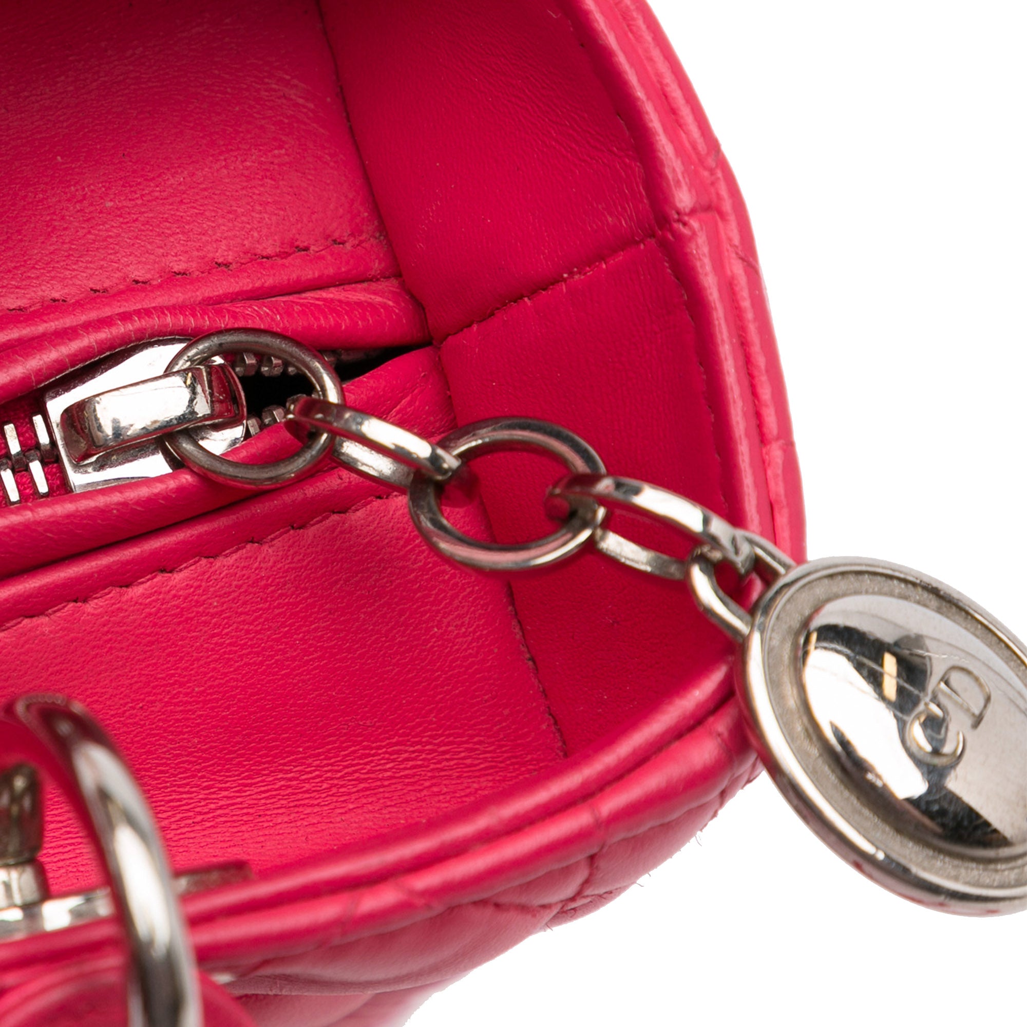 Dior | Pre-Owned Medium Lambskin Cannage Lady | Pink/Hot Pink