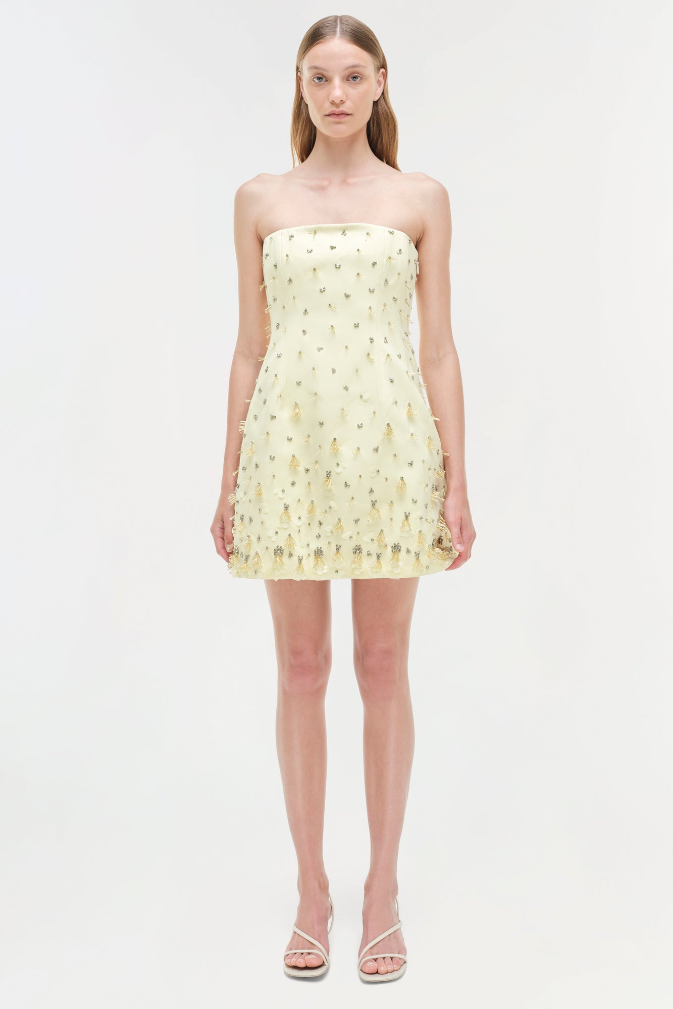 Womens | Yasmin Embellished Strapless Mini Dress | Sunglow