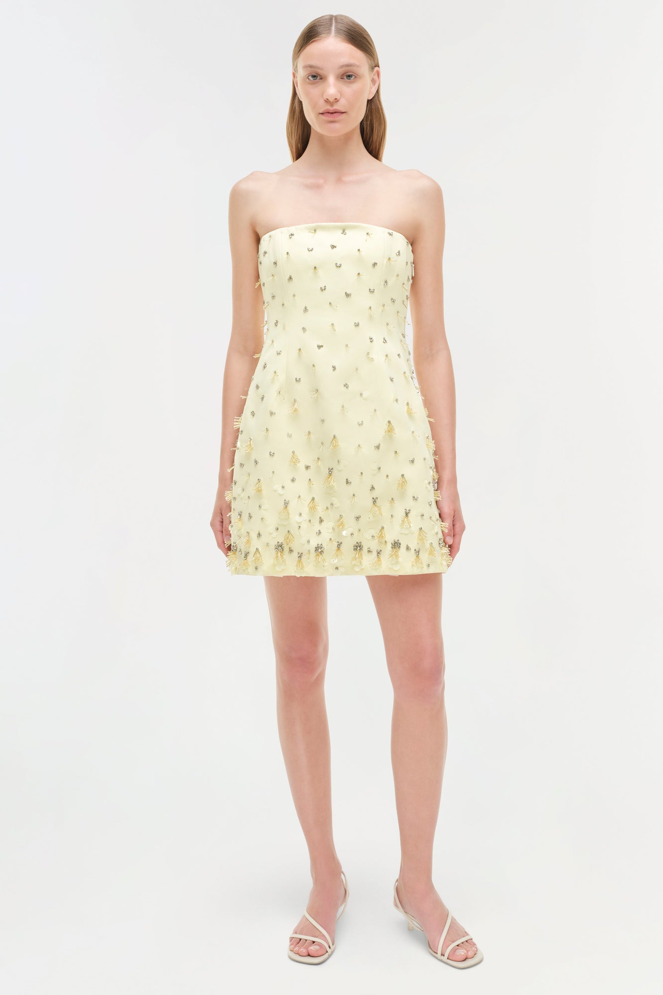 Womens | Yasmin Embellished Strapless Mini Dress | Sunglow