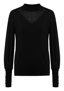Round Neck Knit Top | Black