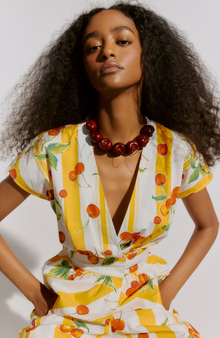 Cherry Printed Cotton Tie Top | Mango Multi