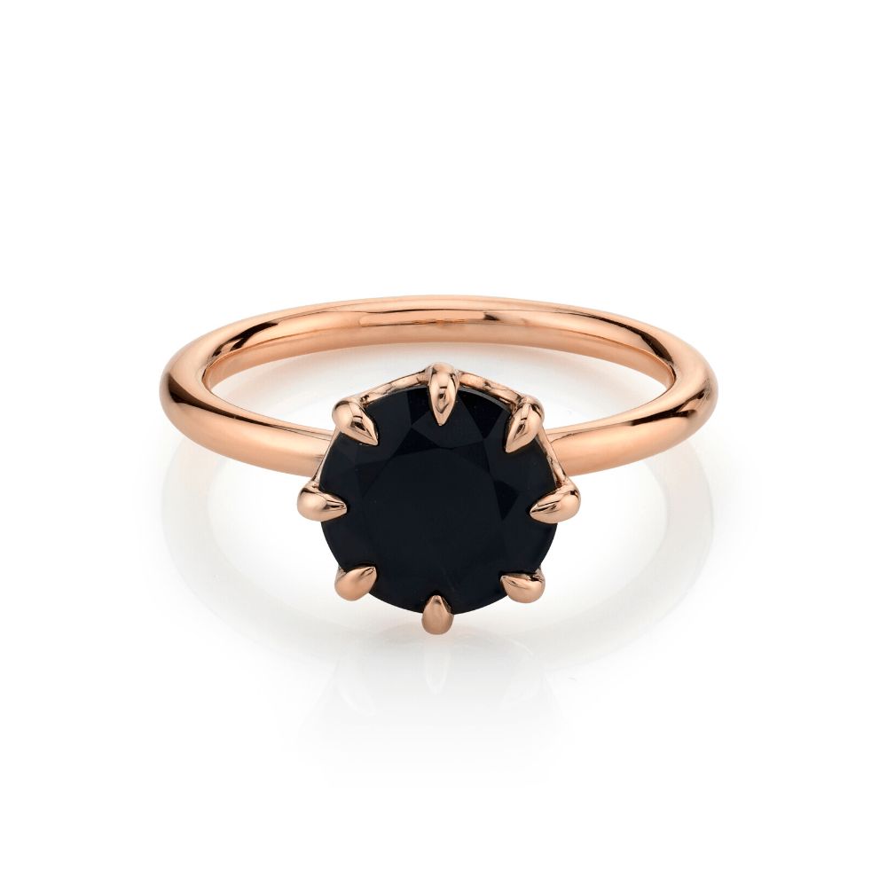 Women | Rhiannon Round Black Onyx Solitaire | 14k Rose Gold