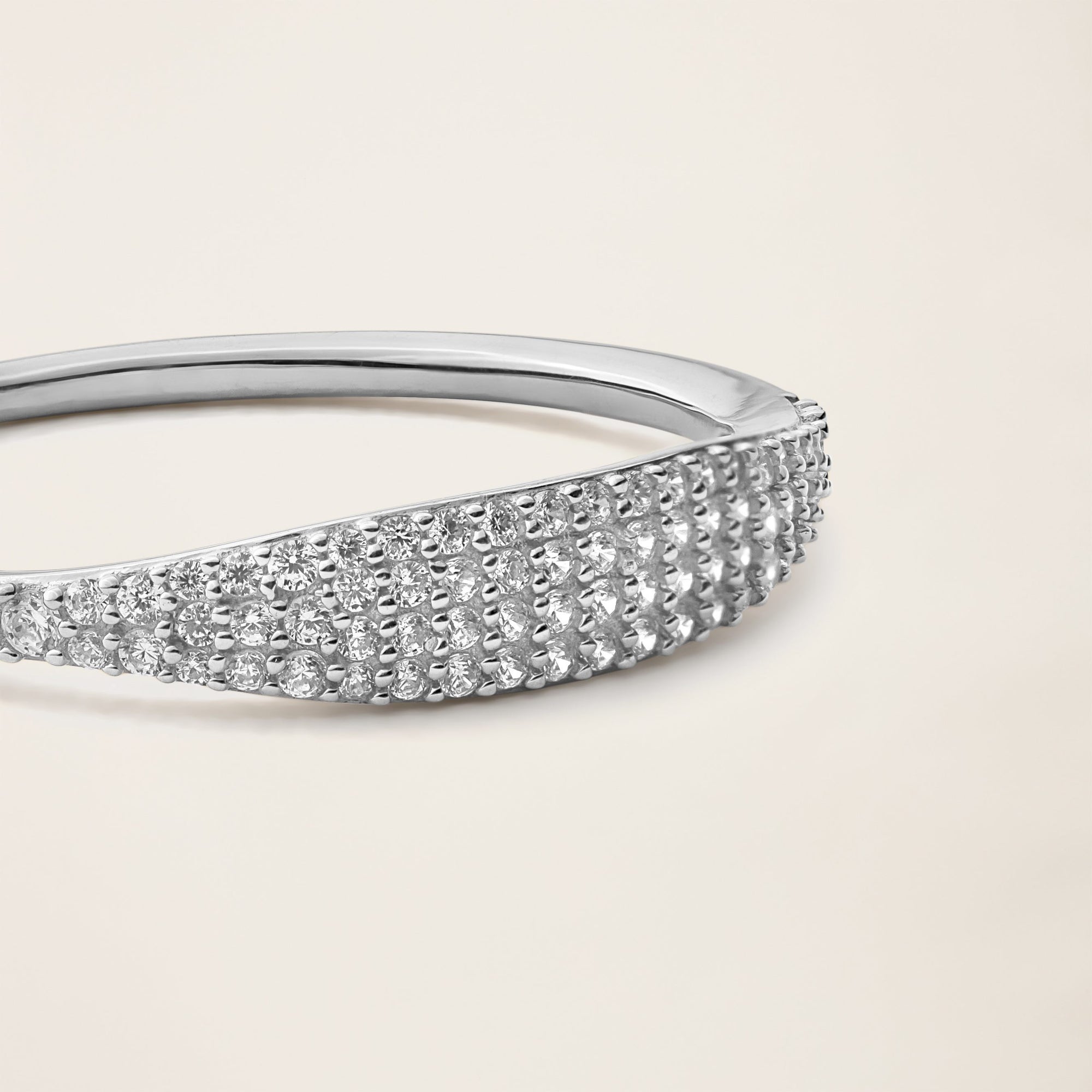 Womens | 14K Solid White Gold | Micro Pave Signet Ring | 0.17 CTW Diamonds