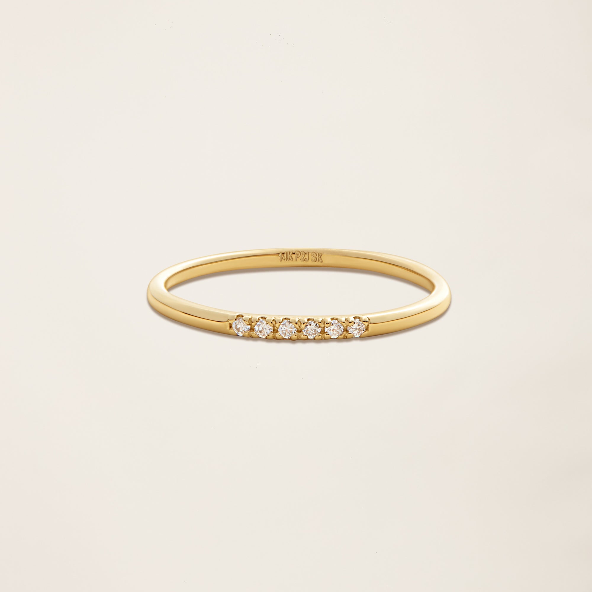 Womens | 14K Solid Yellow Gold | Line Ring | 0.048 CTW Diamonds