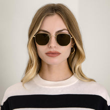 Womens | Nico Hexagonal German Stainless Steel Sunglasses | Gold