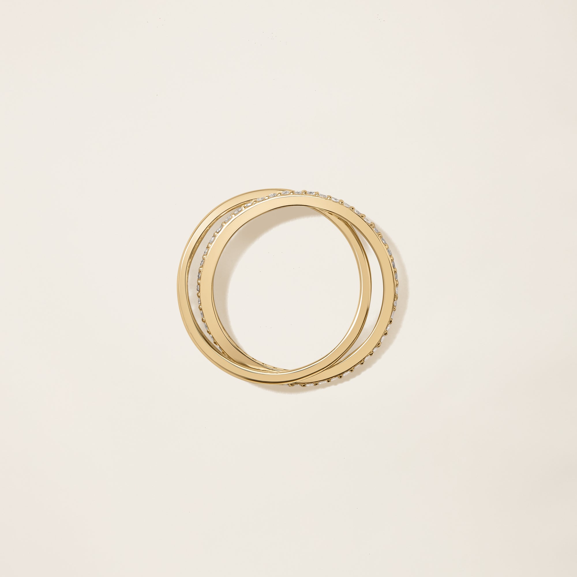 Womens | 14K Solid Yellow Gold | Interlocking Ring | 0.338 CTW Diamonds