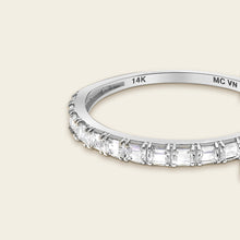 Womens | 14K Solid White Gold | Baguette Half Eternity Band | 0.5 CTW Diamonds