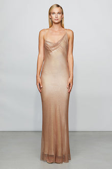 Etochs | Myla Crystal Net Gown | Rose Gold